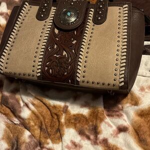 Montana West Brown and Cream Shoulder Bag